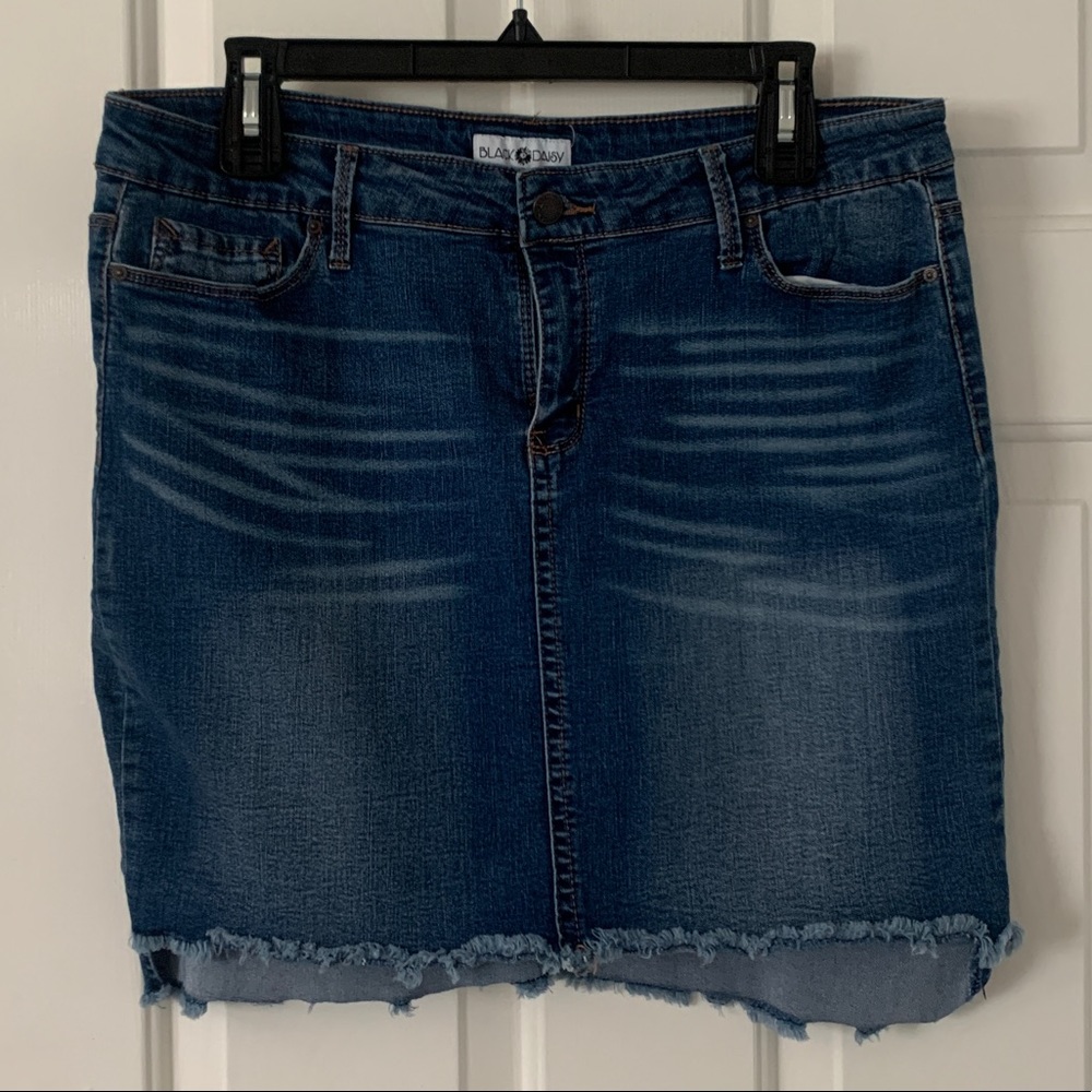 Black Daisy Denim Skirt